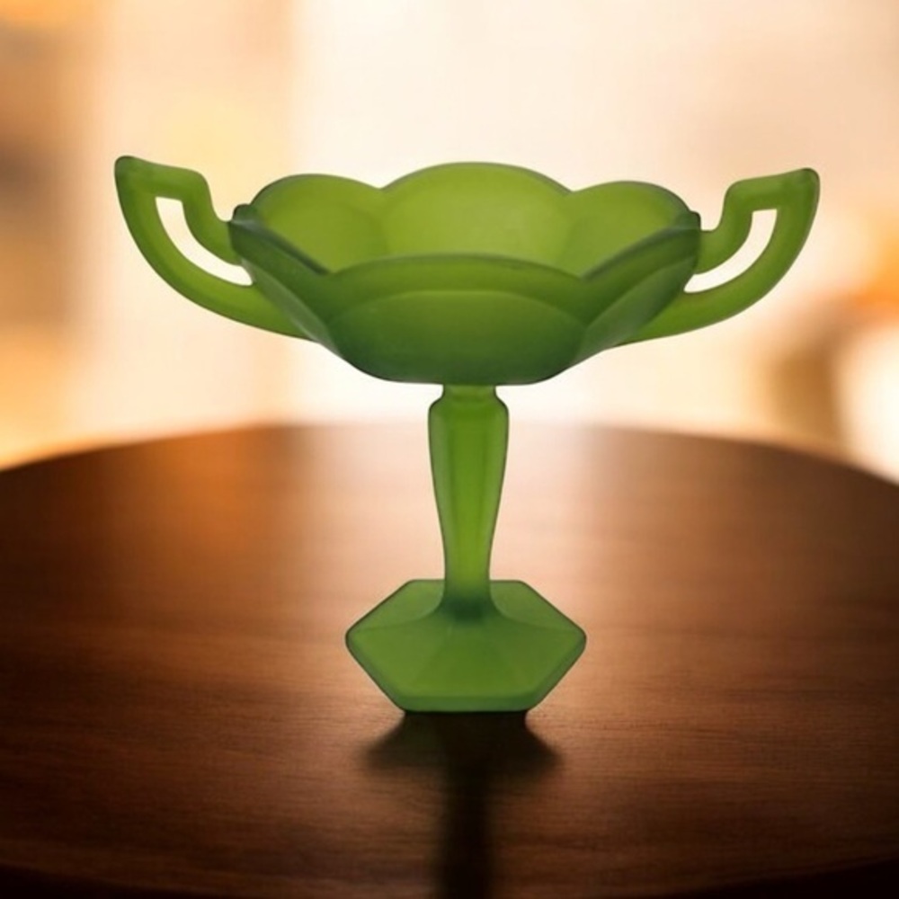 Elegant Green Glass Compote